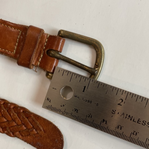 Banana Republic Braided Leather Belt, Brown Cognac, Brass Buckle size large - Picture 9 of 13